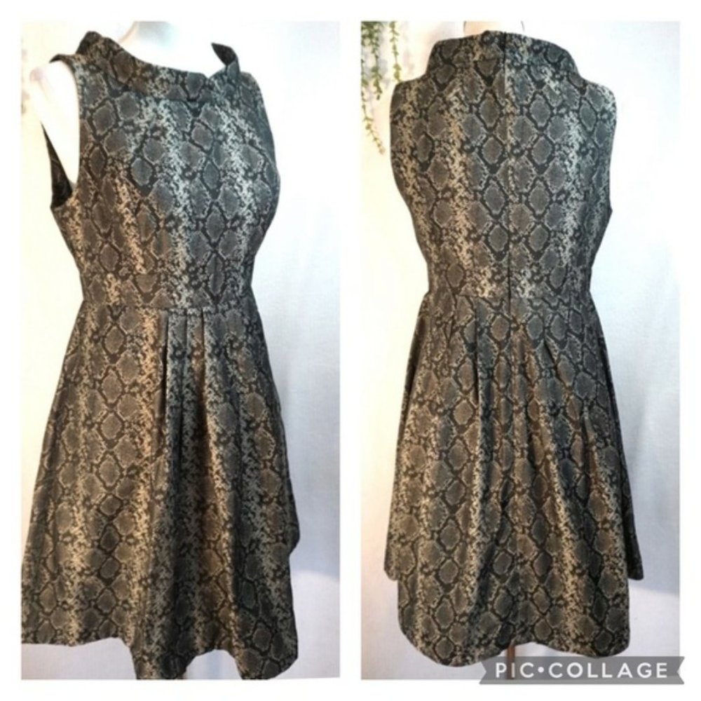CUE Snakeskin Print Sleeveless Fit  &  Flare Office Dress